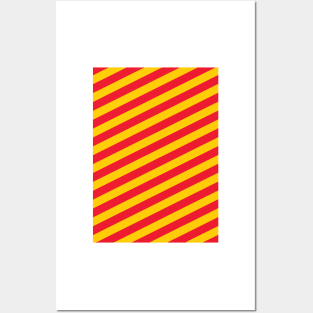 Liverpool Red and Yellow  Angled Stripes Posters and Art